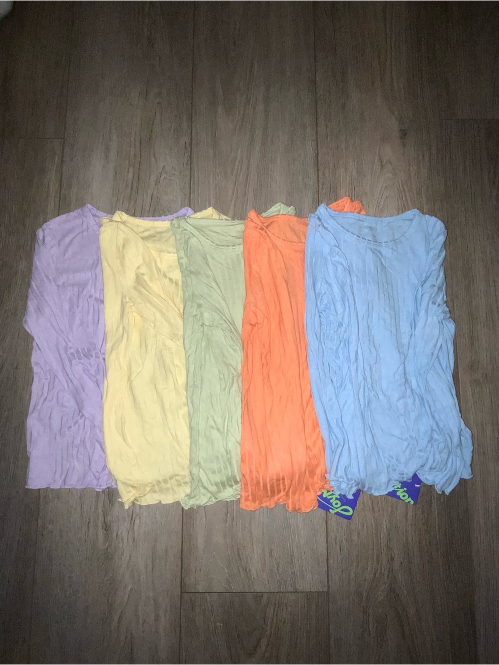 NWT Lightweight Ripped Scoop Neck Top - Pastel Assortment 5 Pack